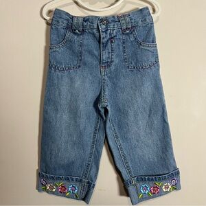 Kloz For Kids Vintage Y2K Girls Floral Embroidered Jeans